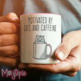 Motivated By Cats And Caffeine Mug (Pink)