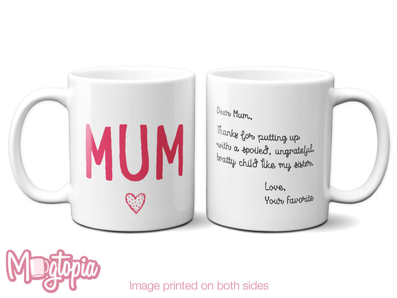 Dear Mum, Love Your Favorite Mug