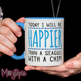 Happier Than A Seagull With A Chip Mug - Birthday Office Work Xmas Funny Gift